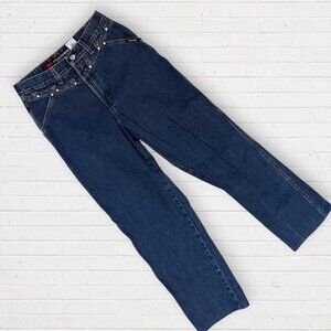 ROCKIES Vintage 90s Studded Bareback Relaxed Long High Rise Western Denim Jeans